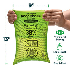 The Original Poop Bags sized 9x13 inches, roomy for secure waste collection.