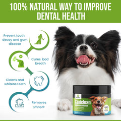 The Seaweed Co Caniclean fresh-breath-dog-breath-improvement beside a bowl.