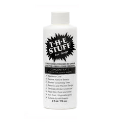 The Stuff leave-in dog conditioner bottle for easier detangling and grooming.