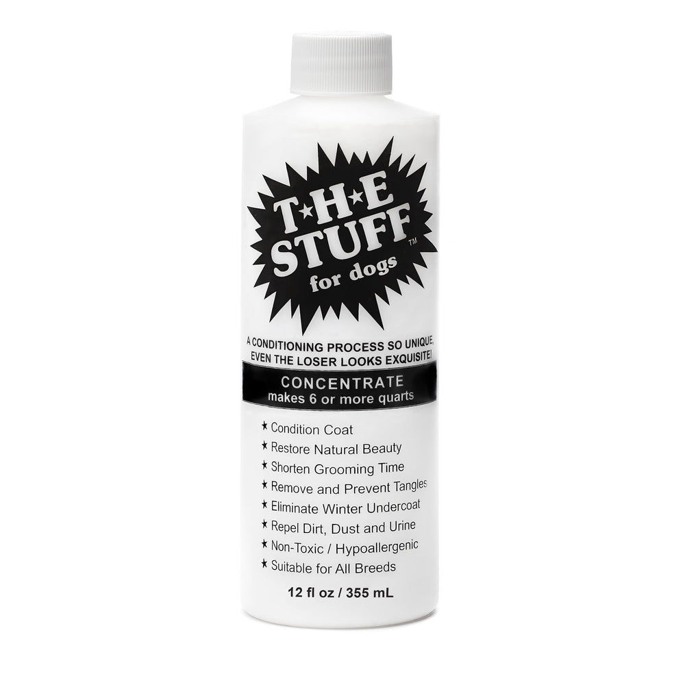 The Stuff leave-in detangler spray bottle for easy grooming