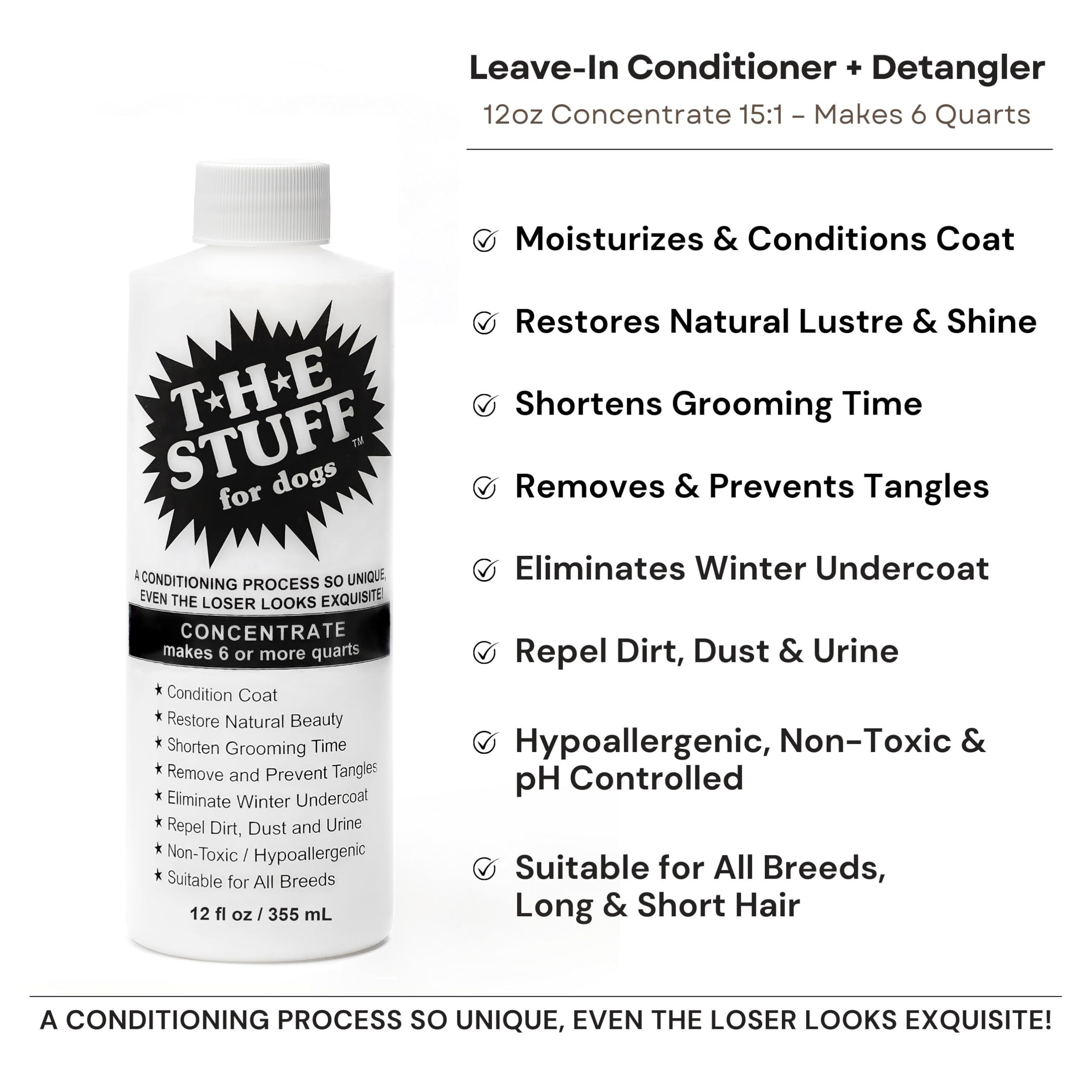 The Stuff leave-in conditioner coat after-use looks soft and shiny