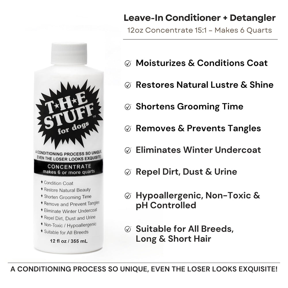 The Stuff leave-in conditioner coat after-use looks soft and shiny