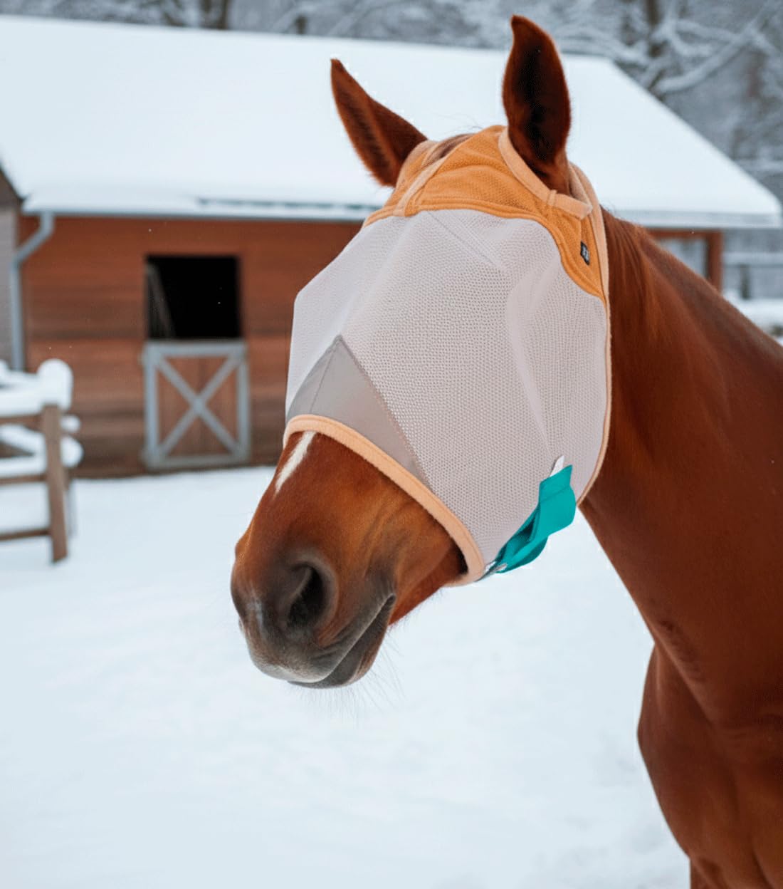 The Sunny Zebra standard fly mask features breathable mesh for cooler rides and grazing.