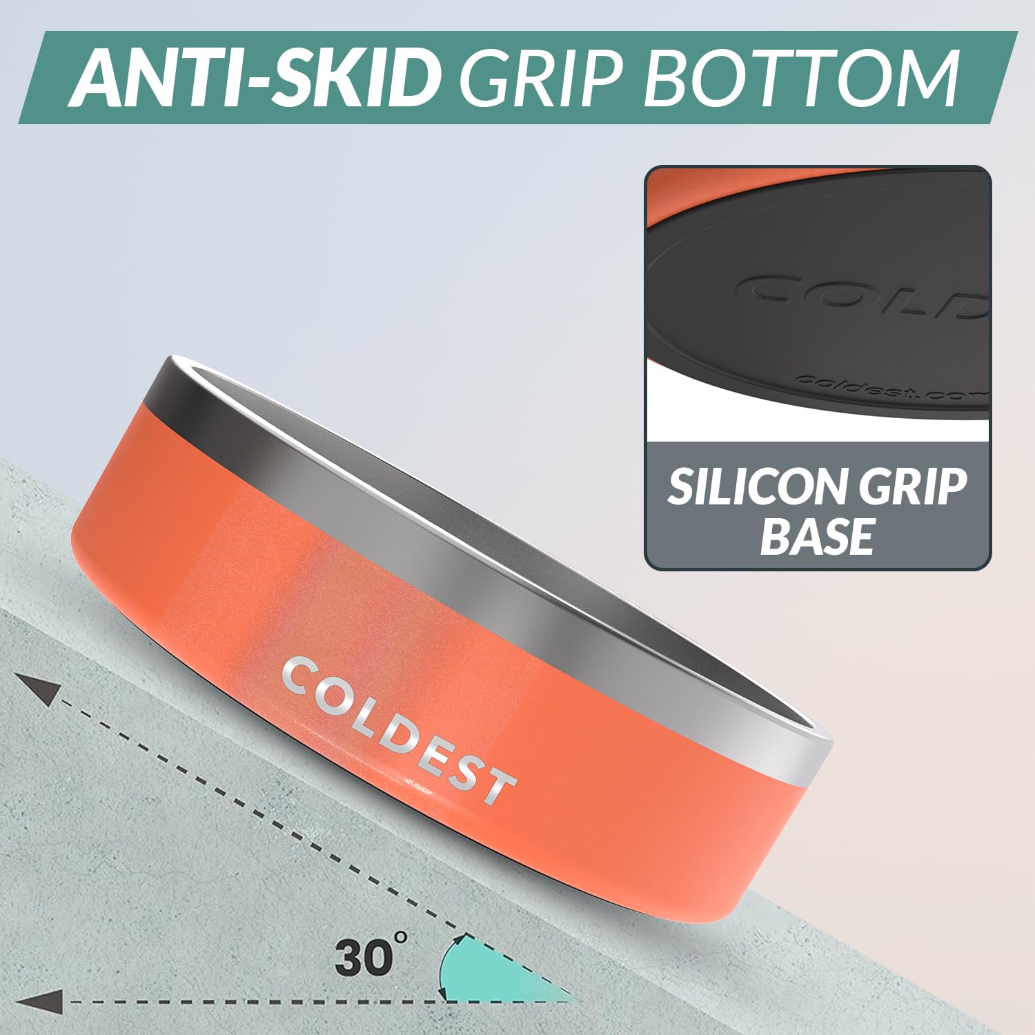 The Coldest Water anti-rust stainless steel dog bowl closeup, durable and easy to clean