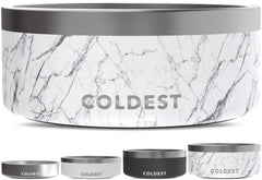 The Coldest Water Carrara marble dog bowl 100oz top view highlights large capacity for hydration