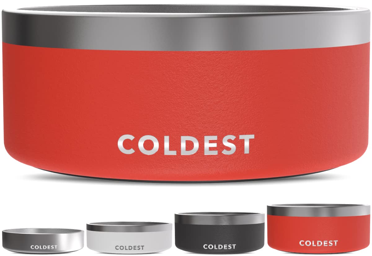 The Coldest Water dog bowl Crimson Red 100oz front view spill-proof design