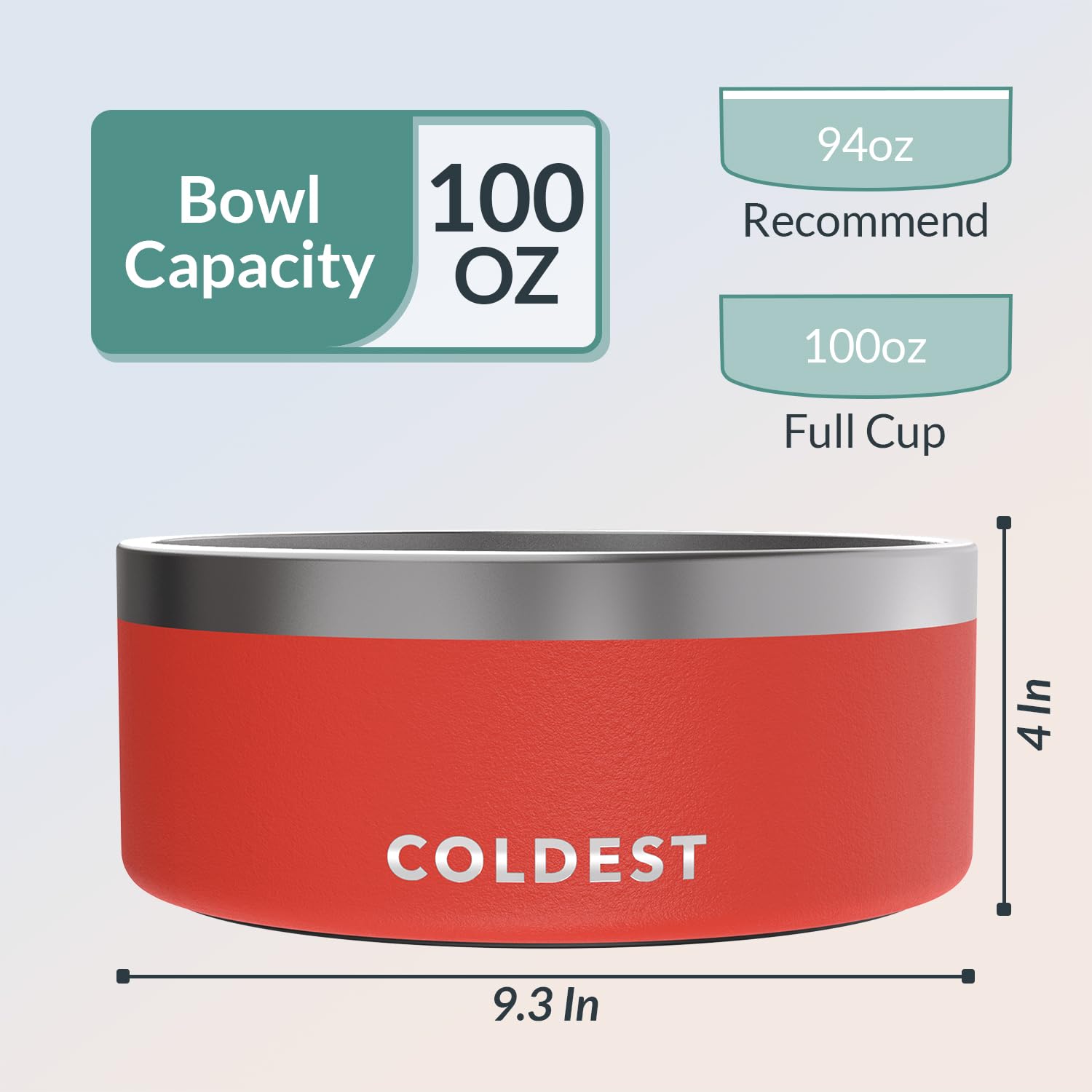 The Coldest Water dog bowl Crimson Red anti-slip base close-up shows rust-resistant stainless steel