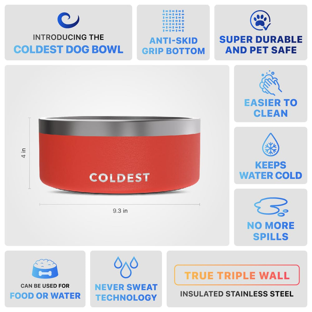 The Coldest Water dog bowl Crimson Red dishwasher-safe top view highlights easy cleanup