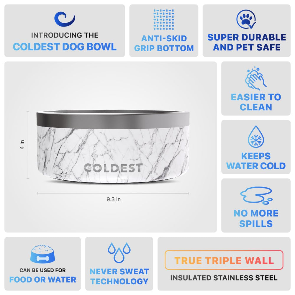 The Coldest Water spill-proof bowl rim seal ensures mess-free meals