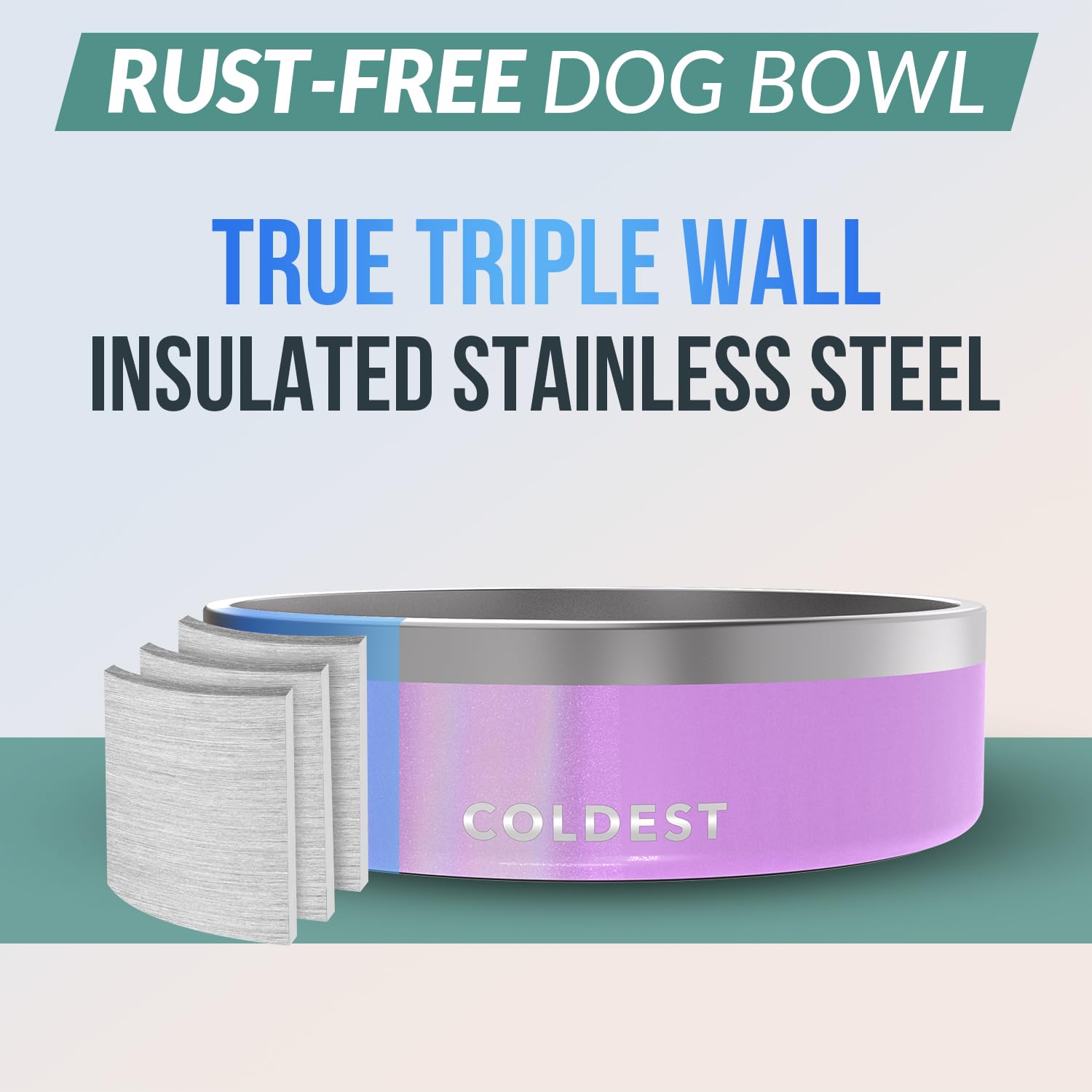 The Coldest Water anti-slip base keeps the bowl steady during chow time.
