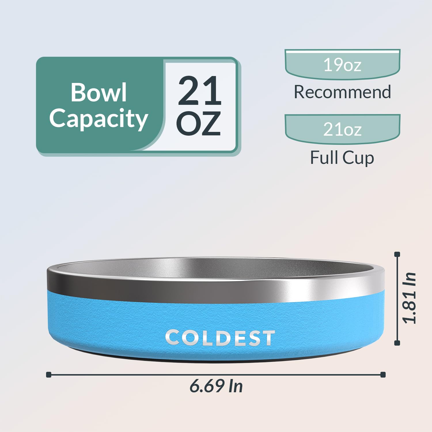 The Coldest Water colddog-bowl spill-proof design minimizes mess in feeding areas.