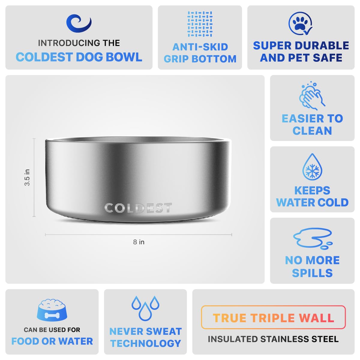 The Coldest Water Colddog Bowl color options showcase 25 hues for pets.