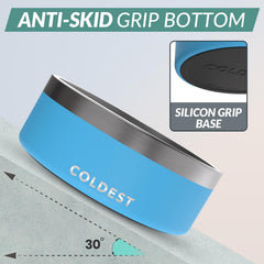 The Coldest Water dog bowl 3-layer insulation highlights temperature stability for hydration.