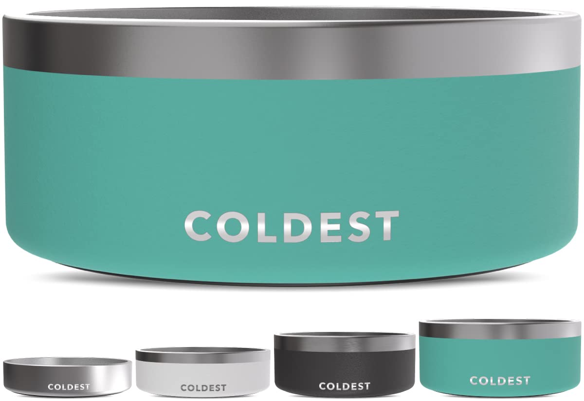 The Coldest Water dog bowl anti-rust metal showcases durability for chewers and easy cleaning.