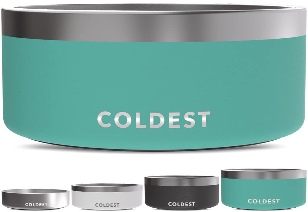 The Coldest Water dog bowl anti-rust metal showcases durability for chewers and easy cleaning.