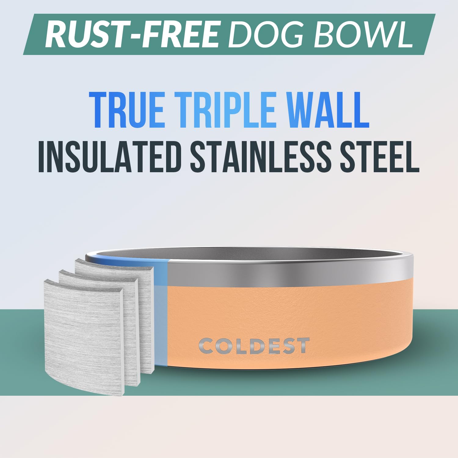 The Coldest Water dog bowl anti-slip base prevents spills during feeding.