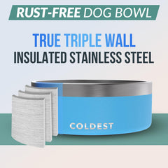 The Coldest Water dog bowl anti-slip base helps prevent spills during meals.