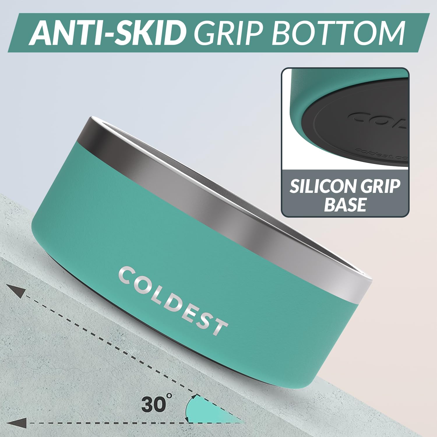The Coldest Water dog bowl non-slip base prevents spills during active mealtime.
