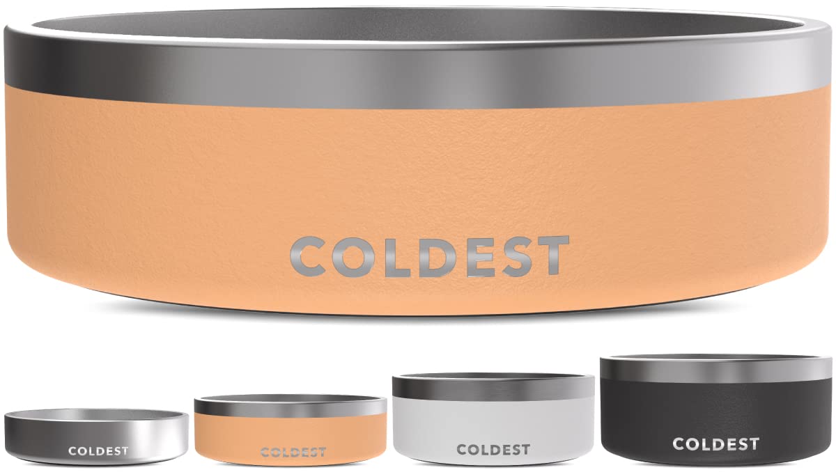 The Coldest Water dog bowl outer view in Sahara Peach, durable stainless steel for daily use.