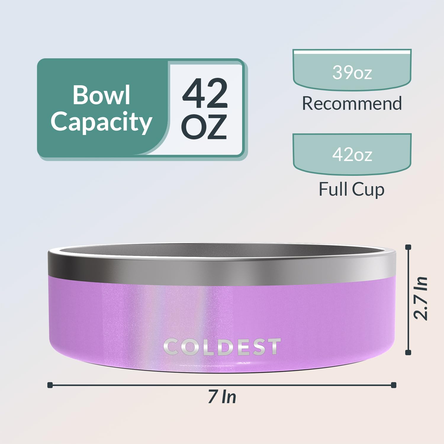 The Coldest Water rust-resistant stainless steel bowl resists wear in daily use.