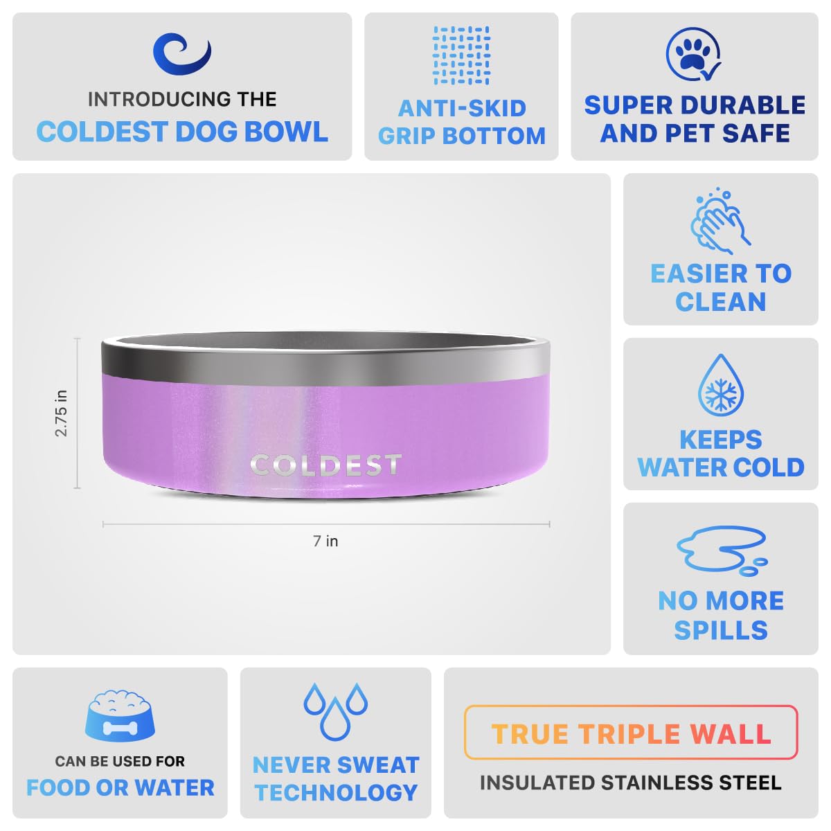 The Coldest Water spill-proof design helps prevent messes on busy floors.