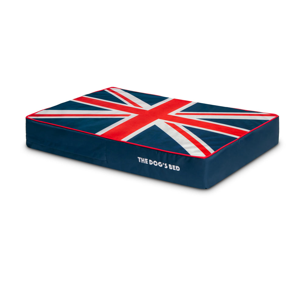 The Dog's Balls replacement outer cover blue with UK flag embroidery – easy-clean protection.