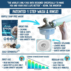 TheMagicShower low-pressure-water-flow highlights gentle rinsing without overwhelming pets.