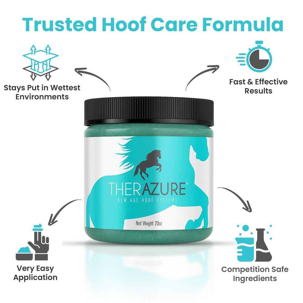 Therazure heat-resistant clay formula 20oz jar ready for on-the-go hoof care