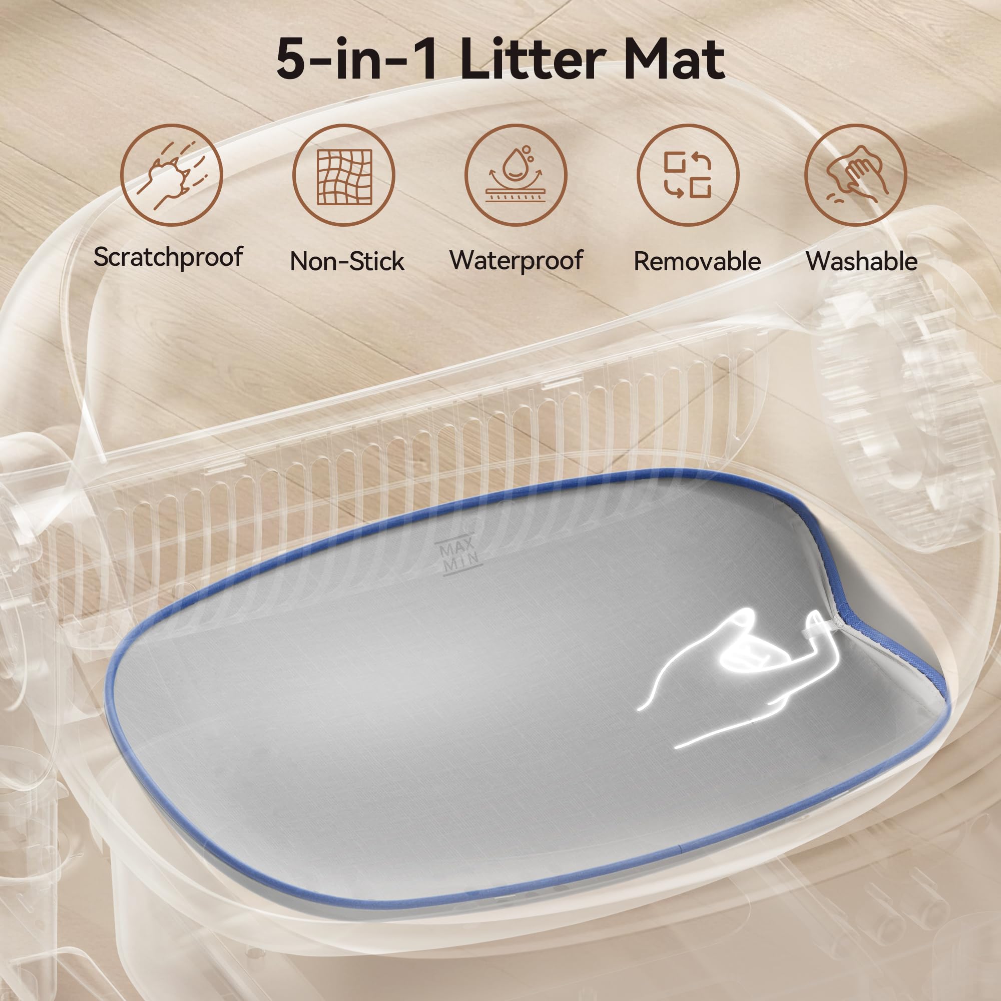 Thereye self-cleaning cat litter box 10L-waste-bin shows long intervals between changes.