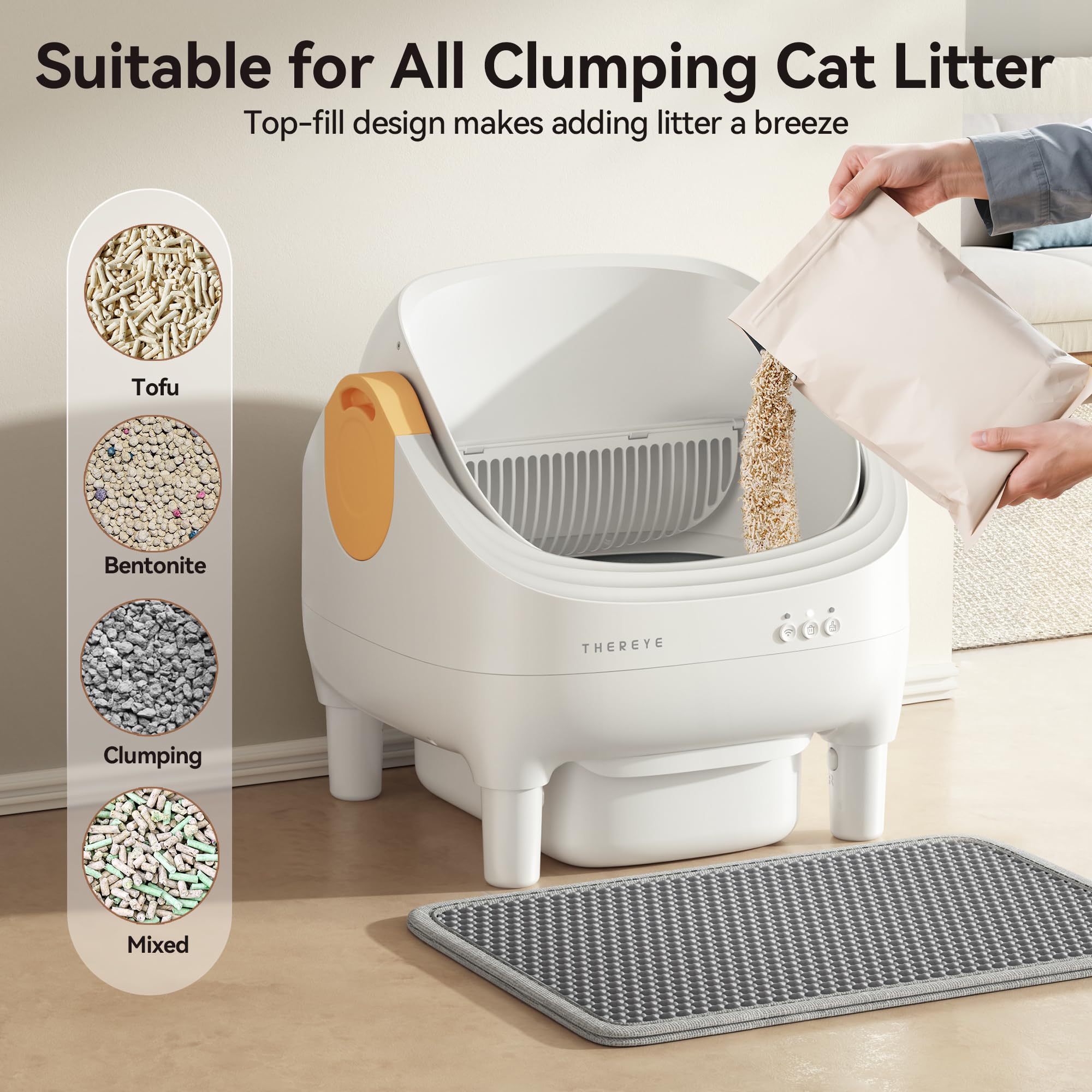Thereye litter box quiet-operation captures the ultra-quiet motor keeping homes peaceful.
