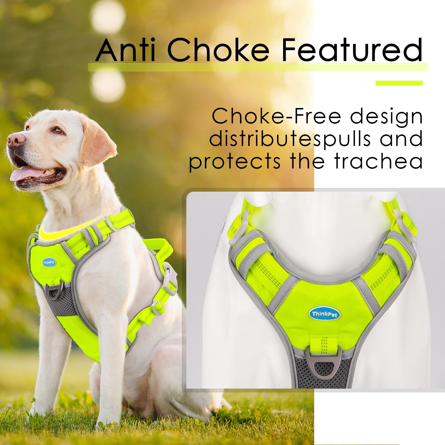 ThinkPet Adjustable fit for medium and large dogs with quick buckles
