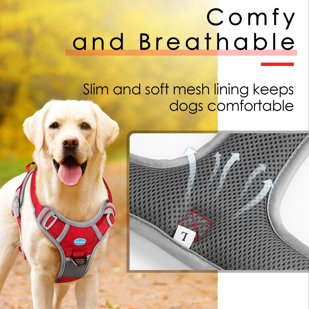 ThinkPet breathable sport harness with soft padding for all-day comfort.