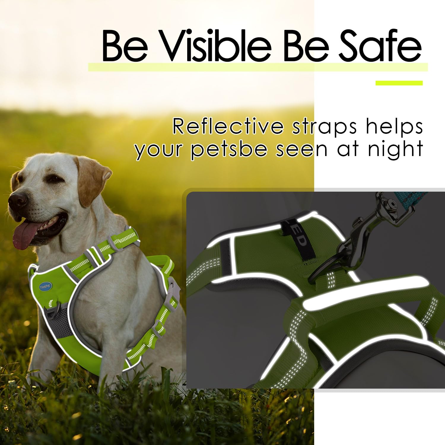 ThinkPet Muddy-hike easy-clean nylon harness cleans after outdoor adventures