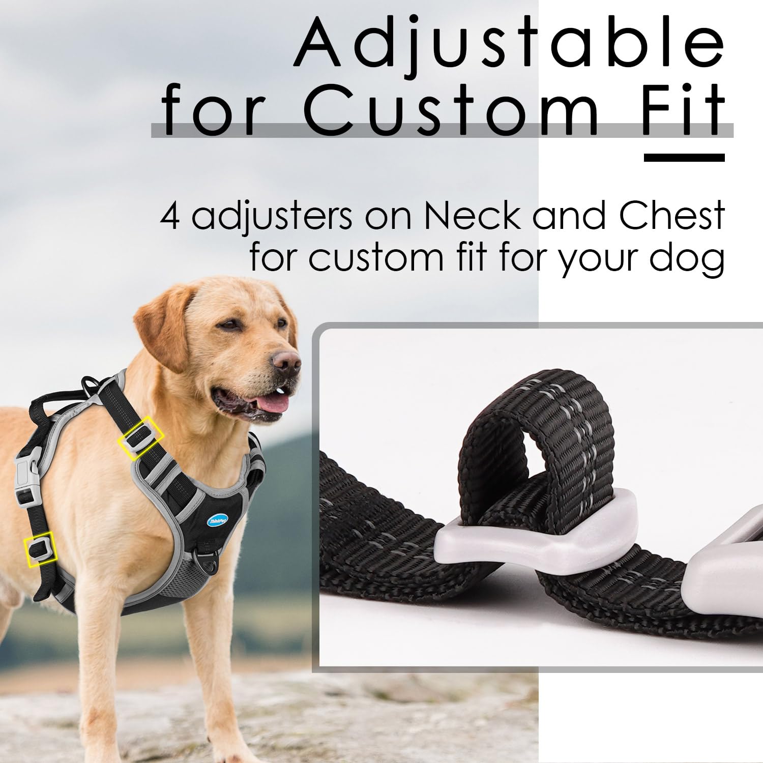 ThinkPet No-Pull Harness durable nylon XL ensures wear-resistance for active dogs
