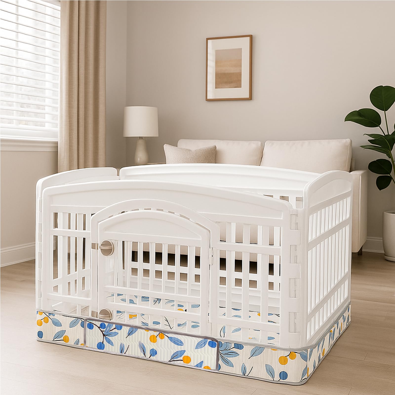 THINMUHAND dog playpen bottom pad non-slip bottom prevents sliding on slick floors.