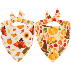 THLOH Thanksgiving bandana with pumpkins and turkeys; dual-layer durable fabric for festive wear.