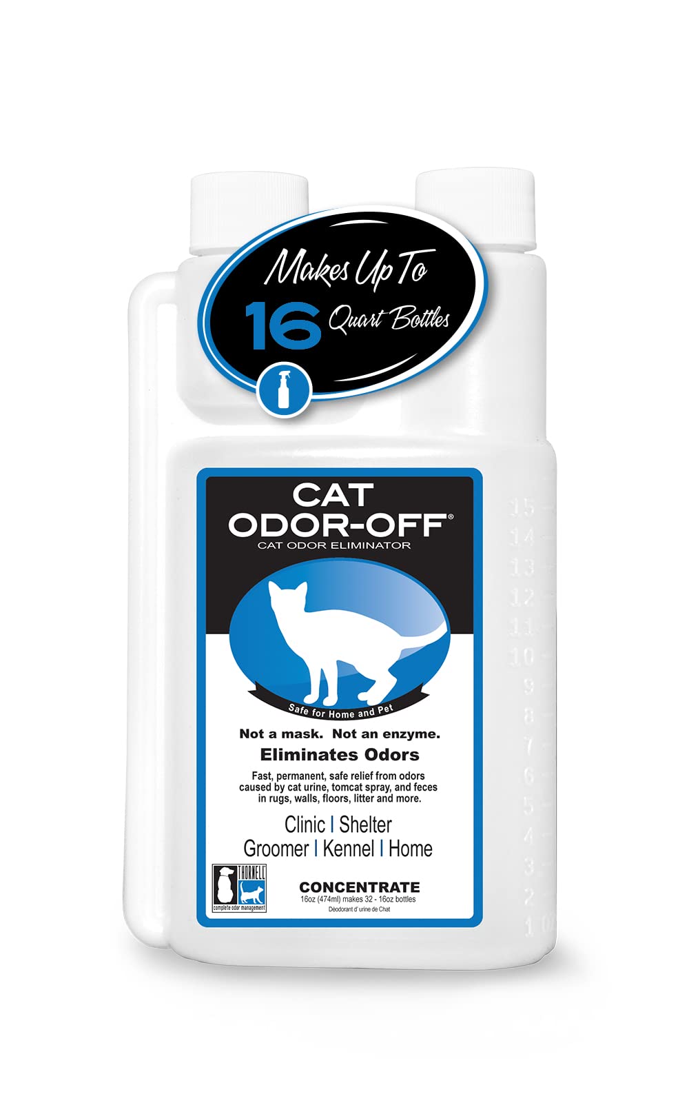 Thornell Cat Odor-Off bottle close-up shows professional-grade odor elimination.