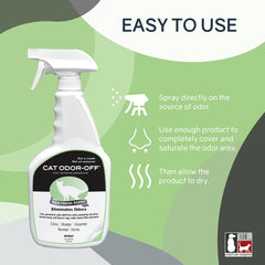 Thornell Cat Odor-off spray application shows fast treatment on rugs and floors.