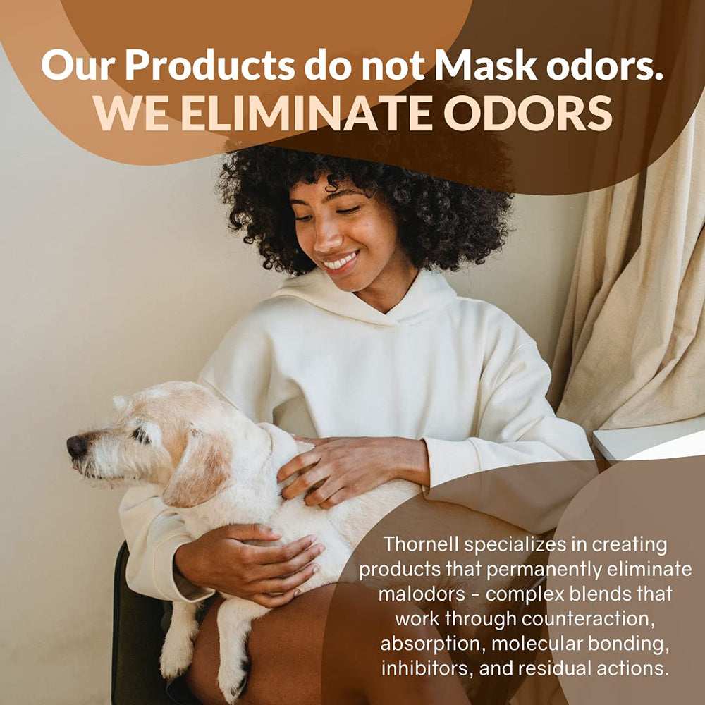 Thornell Dog Odor-Off on rug and floor targets stubborn odors at the source.