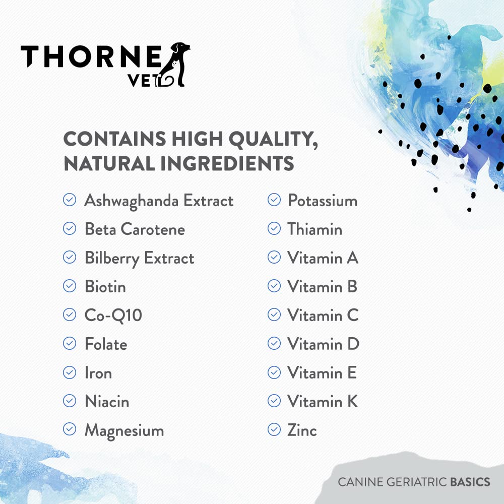 ThorneVET Canine Geriatric Basics ingredients with CoQ10 and antioxidants
