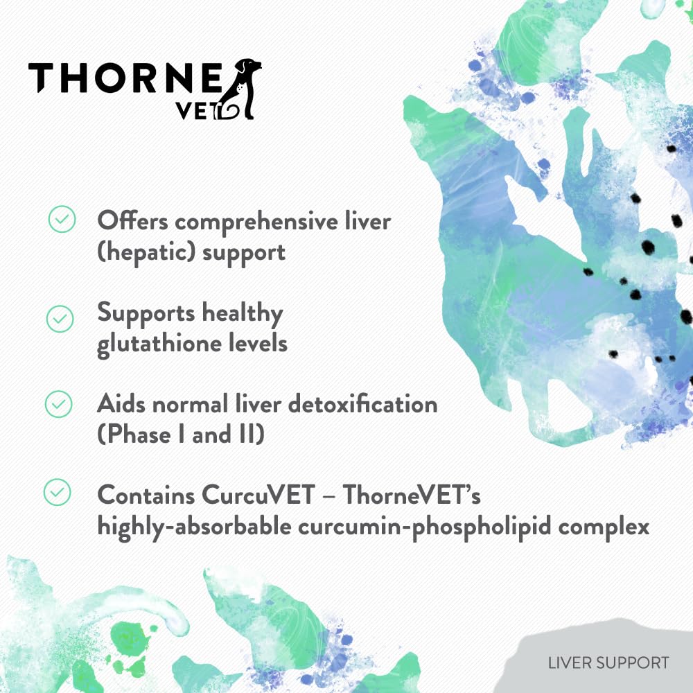 ThorneVET Liver Support Powder near cat food demonstrates feline use.
