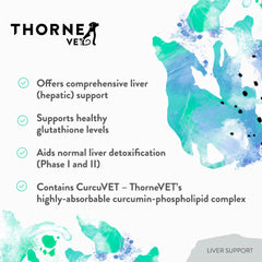 ThorneVET Liver Support Powder near cat food demonstrates feline use.