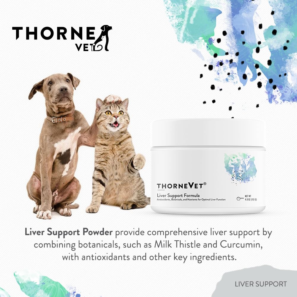 ThorneVET Liver Support Powder in dog meals supports potential liver health maintenance.