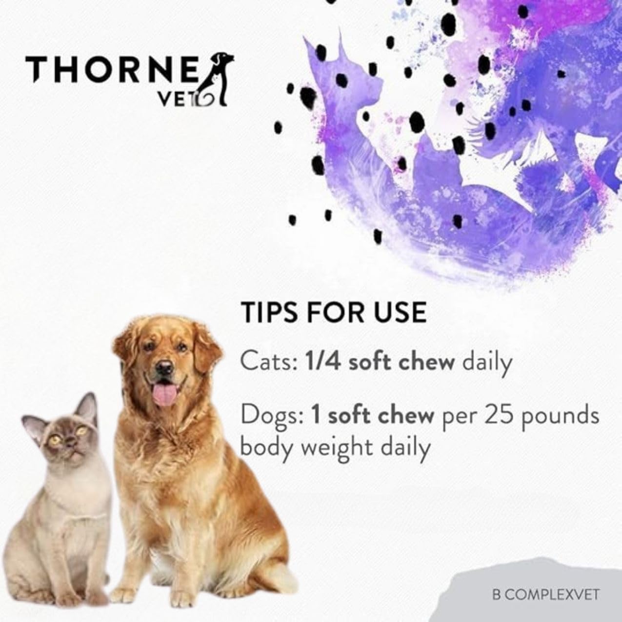 ThorneVET B ComplexVET chews support energy production and neurological function.