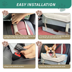 ThreeDokke clip-on safety leash secures pets during rides.