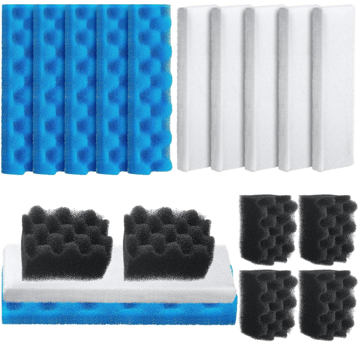 Threlaco Bio Foam Max 6-pack showing expanded surface area for debris capture in Fluval canisters