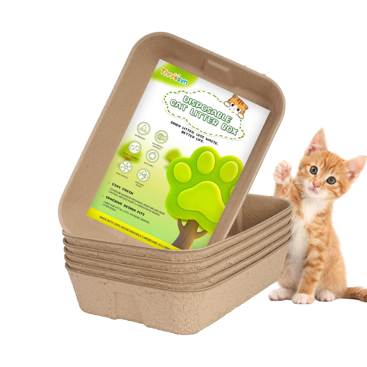 Thryosyn disposable litter box large folded setup for travel-ready use