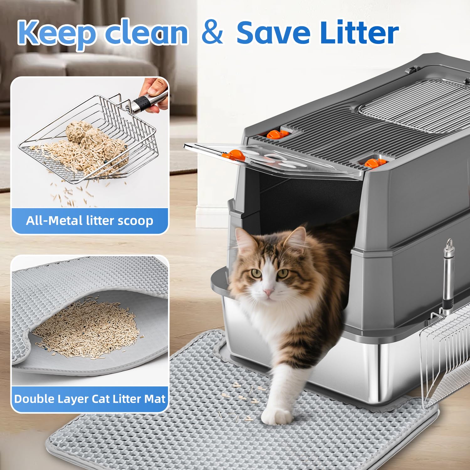 THS MUMS anti-tracking mat and filters help manage mess and odors