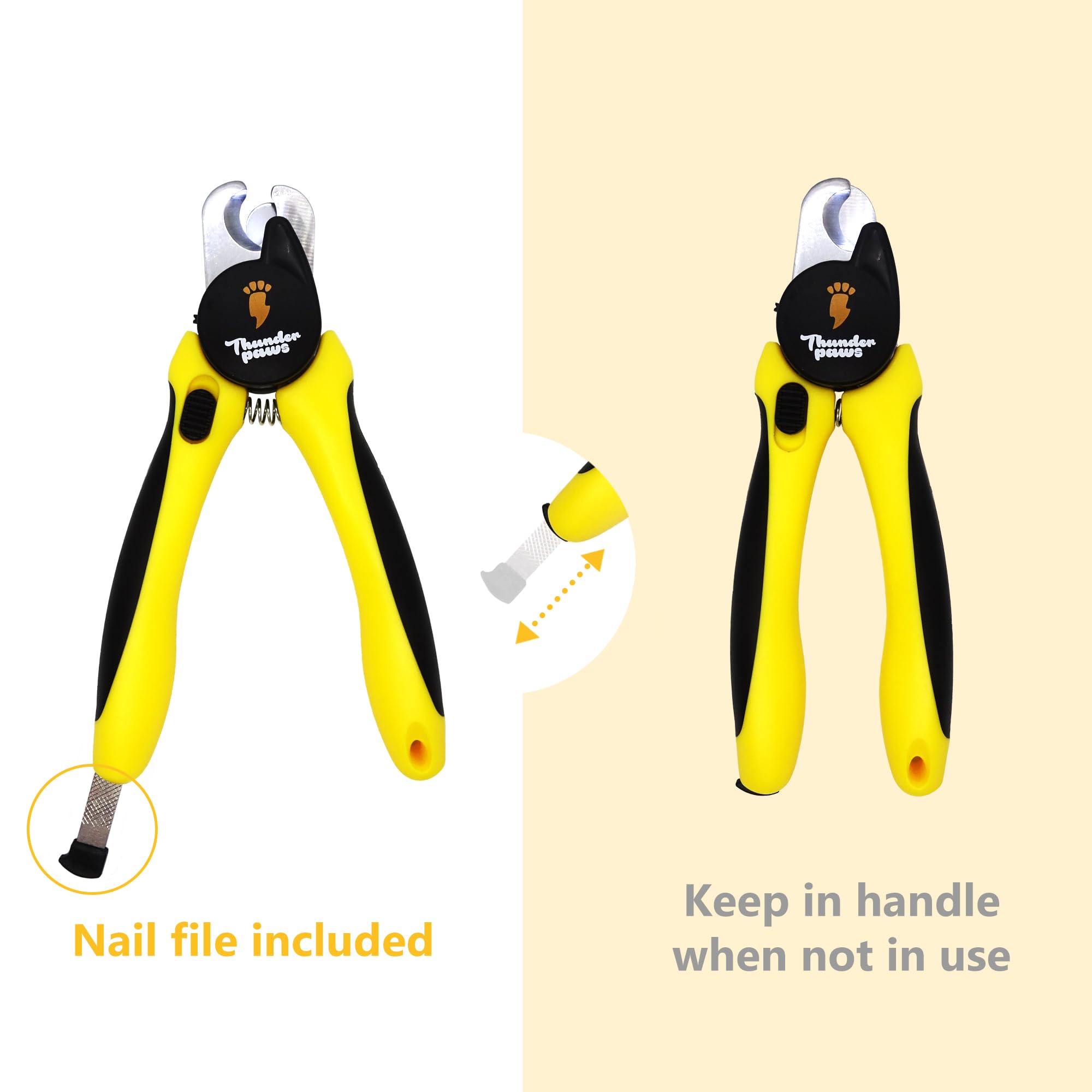 Thunderpaws ergonomic non-slip handles offer comfortable grooming sessions