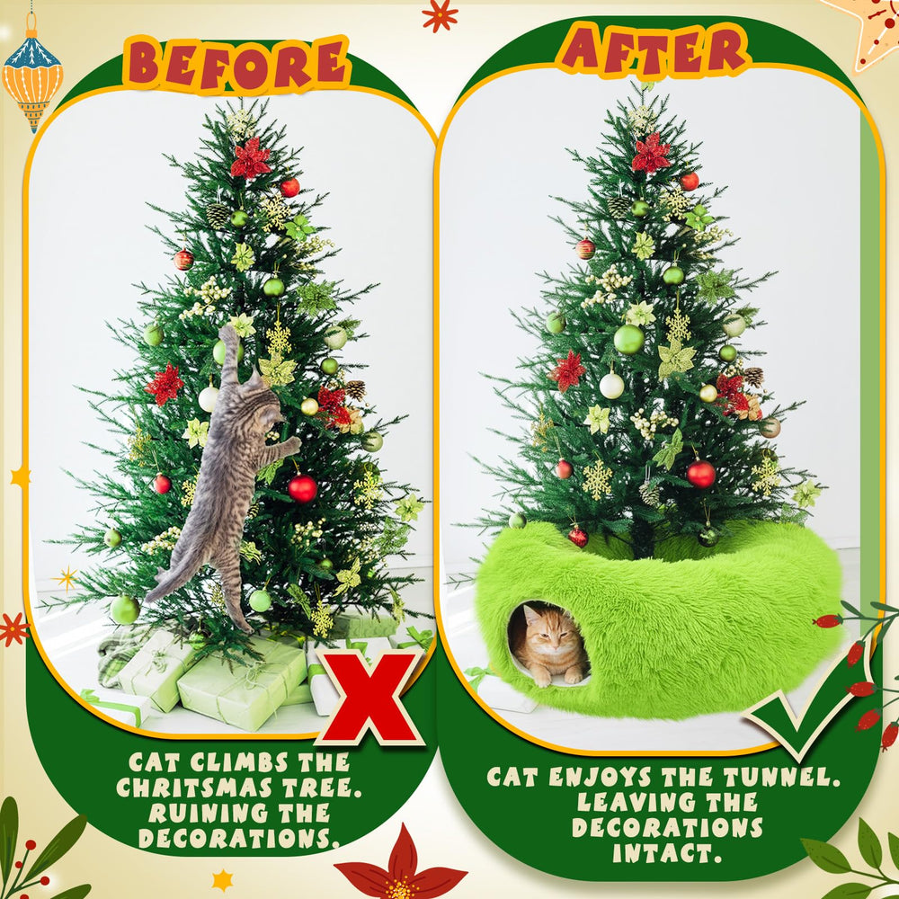 Thyle Christmas Cat Tunnel Bed durable polyester shell for daily play.